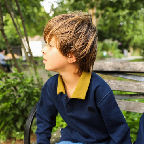 Boys French Terry Navy Polo